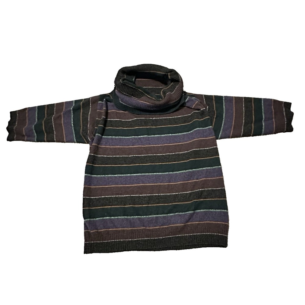 Cividini 100% Cashmere Striped Cowl Neck Sweater Italy IT 44 US M Purple Green
